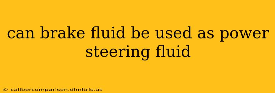 can brake fluid be used as power steering fluid