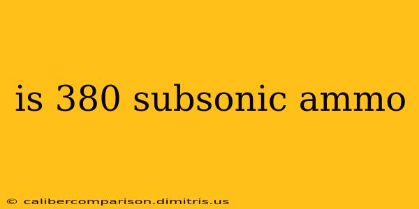 is 380 subsonic ammo