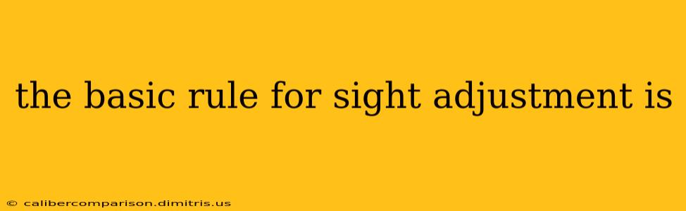 the basic rule for sight adjustment is