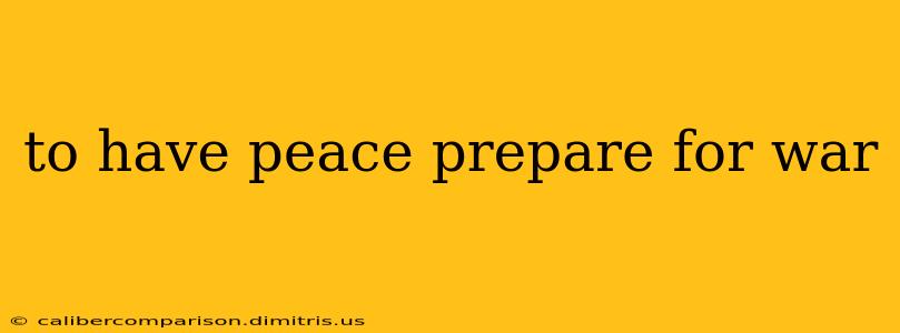 to have peace prepare for war